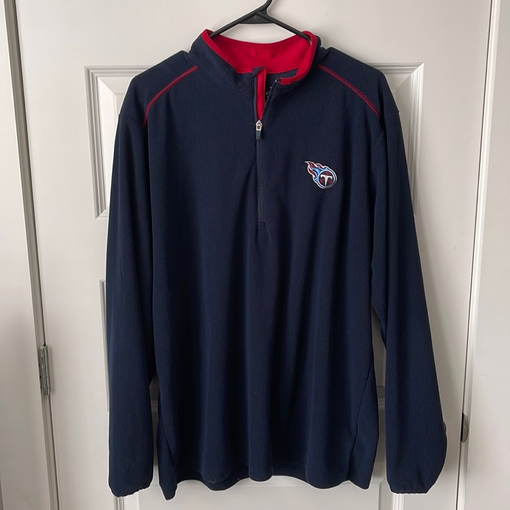Navy Antigua Tennessee Titans Quarter Zip